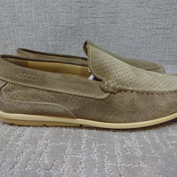 Ecco Men’s Size EU 44 US 11 Tan Suede Leather Slip On Driving Loafers - Picture 5 of 10